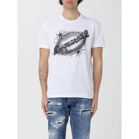 T-shirt Dsquared2 Homme – Noir Coton, Imprimé Logo, Manches Courtes (XXL Vintage)